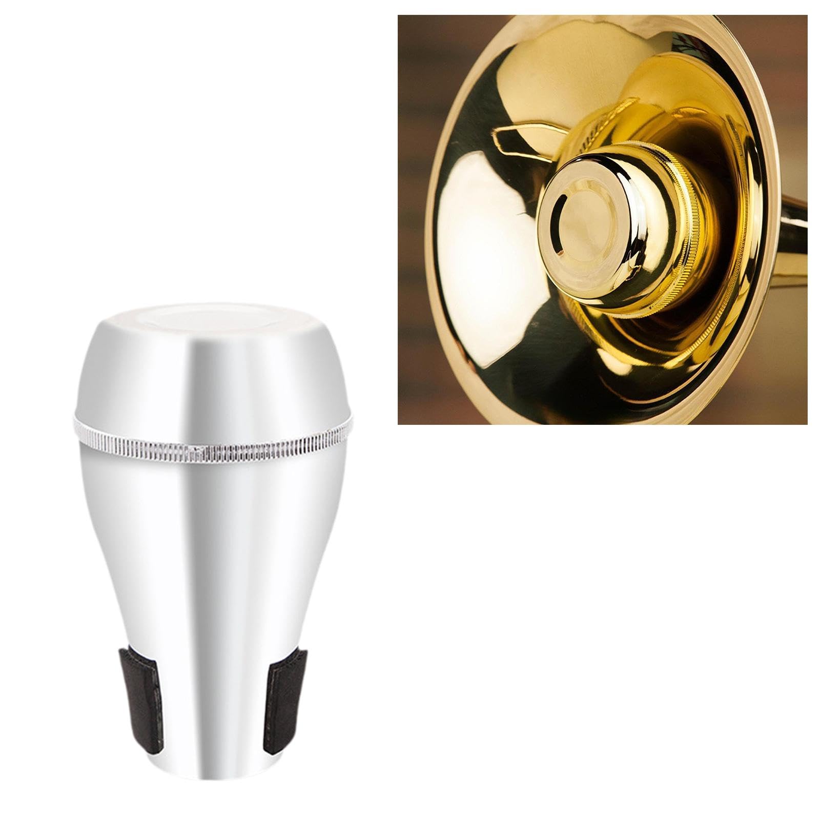 DYNWAVE Trombone Straight Mute BB Trombone Practice Mute Easy to Install Trombone Sound Weaken for Musician Beginners Music Lovers, Silver