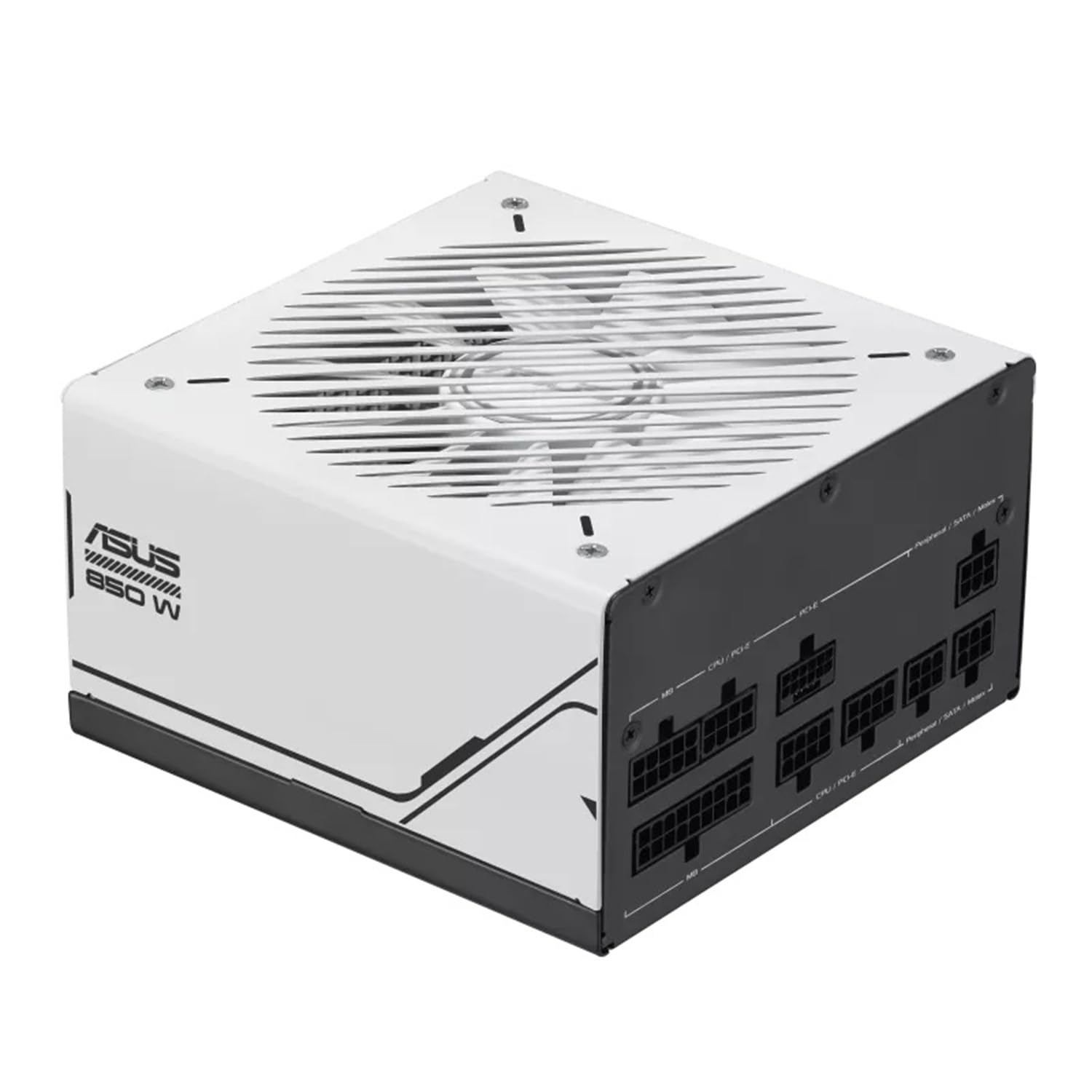 ASUS Prime 850W Gold, Alimentatore Modulare per PC, 850W di Potenza, PCle Gen 5.0, 80 Plus Gold, Standard ATX 3.0, Ventola con Doppio Cuscinetto a Sfera, Bianco, PRIME-850W-GOLD
