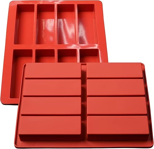 Miniatura 1 de Bold Maker - Molde de silicona rectangular de 8 cavidades (2 unidades) - 23815 - Ideal para barras de granola, barras nutricionales, barras de