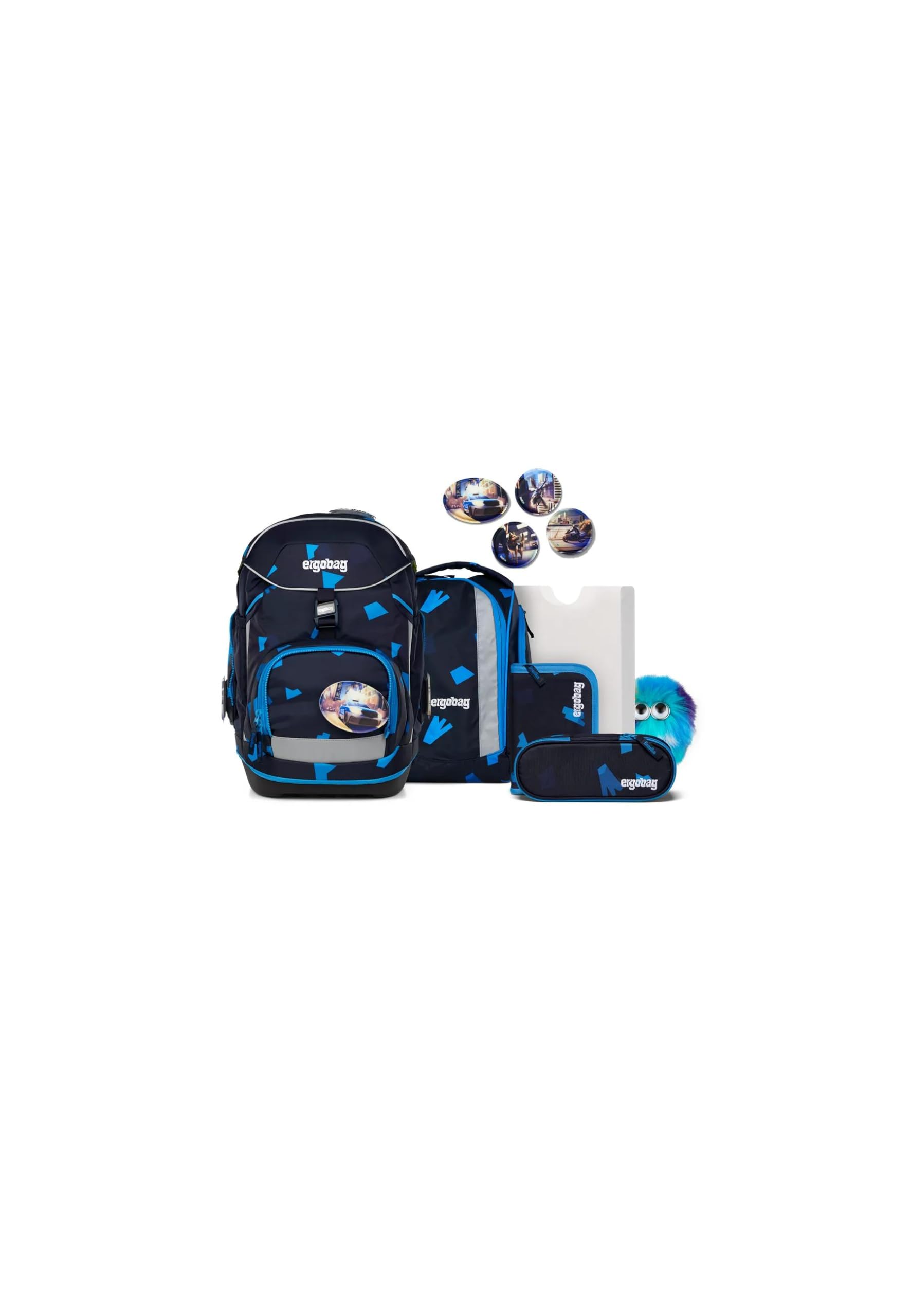 ergobag Schulranzen-Set Pack Set Bundle VerfolgBärjagd - Dunkelblau
