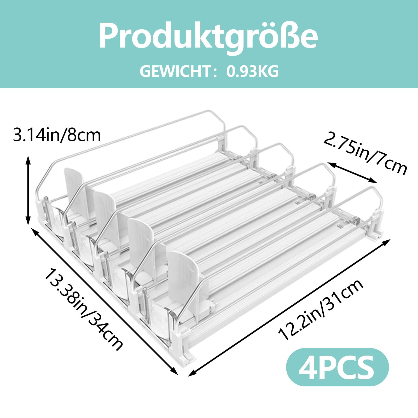 KüHlschrank Organizer Für Aluminiumdose, Dosen Organizer, Automatisches KüHlschrank Organizer Dosen, EIN Fach Bietet Platz Für 4 Getränkedosen (4 Stück)