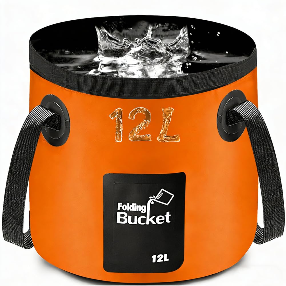 Folding Water Bucket, 12L Collapsible Portable Lightweight Foldable Buckets for Camping Traveling Picnic Hiking Fishing Boating Gardening Car Washing โ image 1
