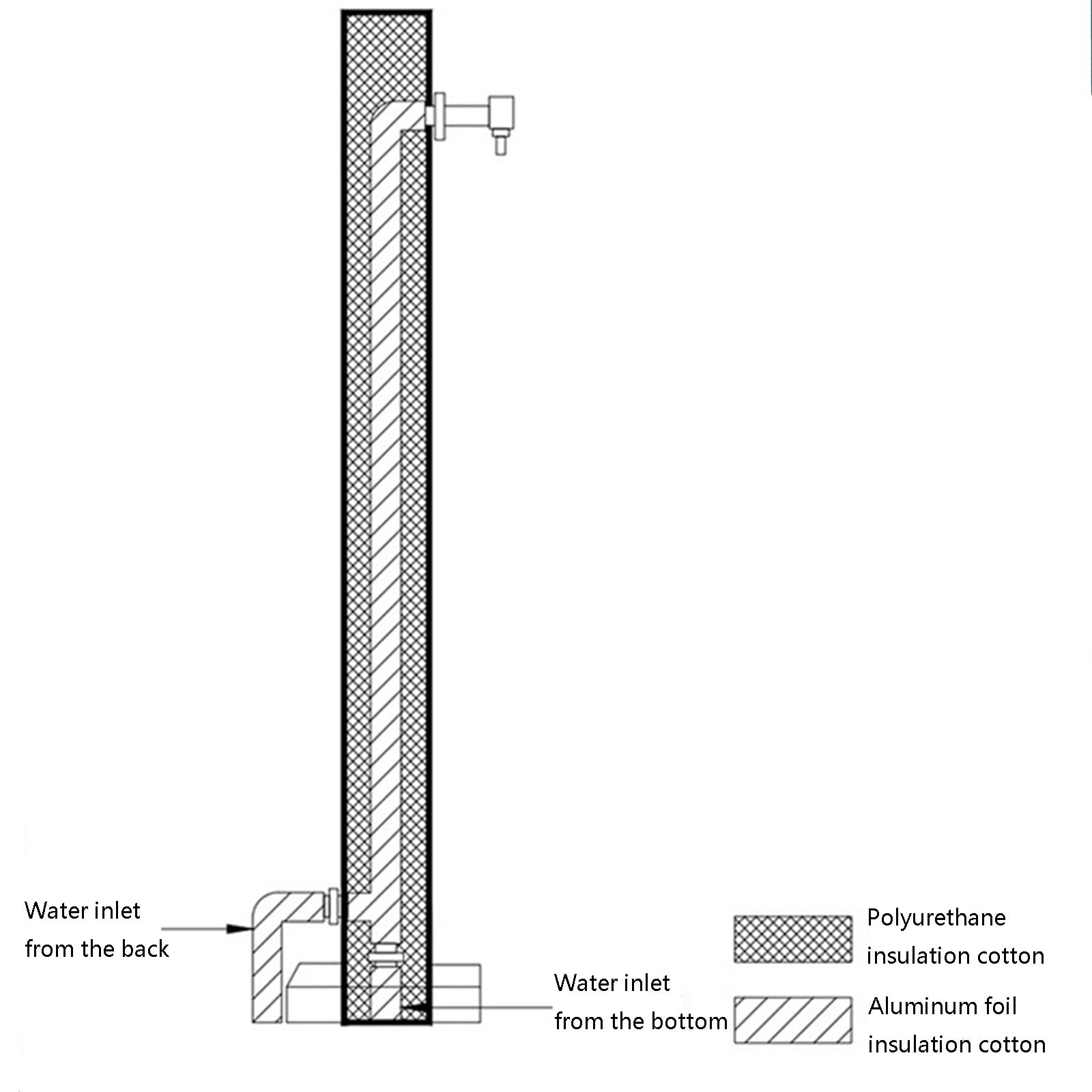 Generico Colonna d'Acqua da Esterno in Acciaio Inox con Rubinetto - Rubinetto Verticale da Giardino, Design antigelo, Finitura Argento Resistente, Ideale per Giardini e terrazze, Altezza 60 cm