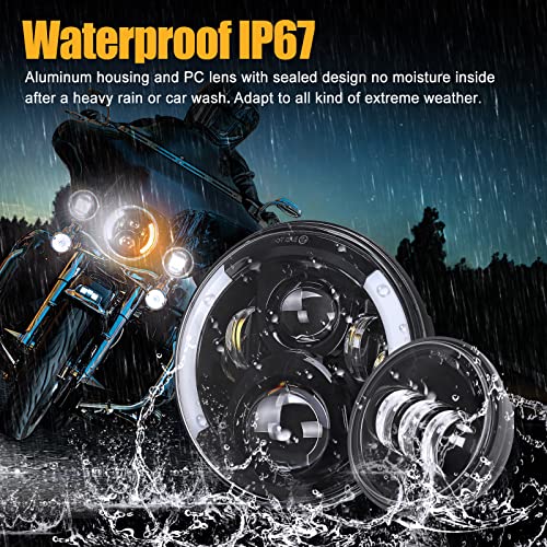 Image of SUPAREE 7 inch LED Motorcycle Headlight with 4.5 inch Fog Light fit for Touring Road King Ultra Classic Electra Street Glide Tri Cvo Heritage Softail Slim Deluxe Fatboy Chrome
