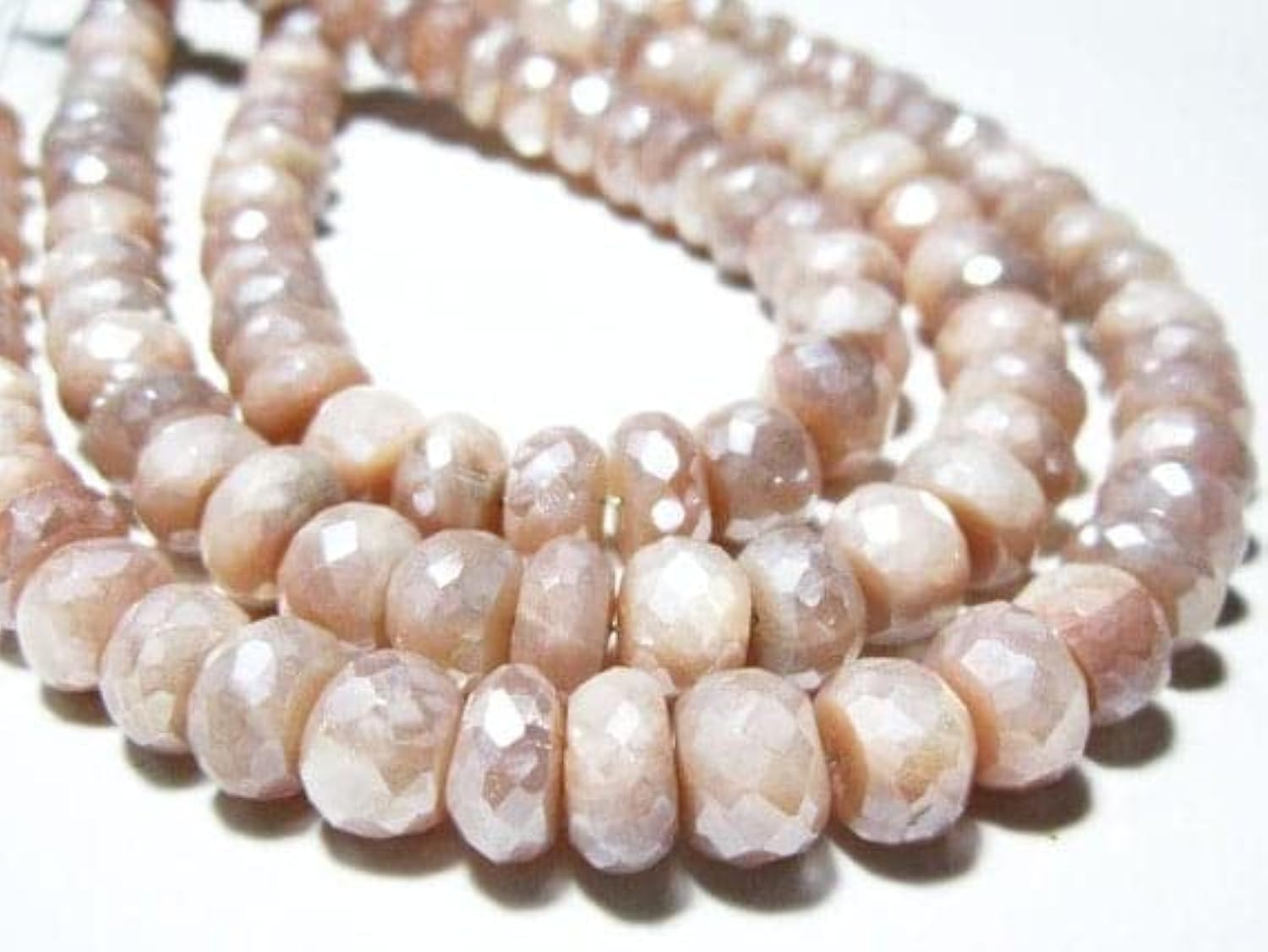 Pierre de Lune Peach Moonstone Mystic perles facettées haut de gamme pour collier