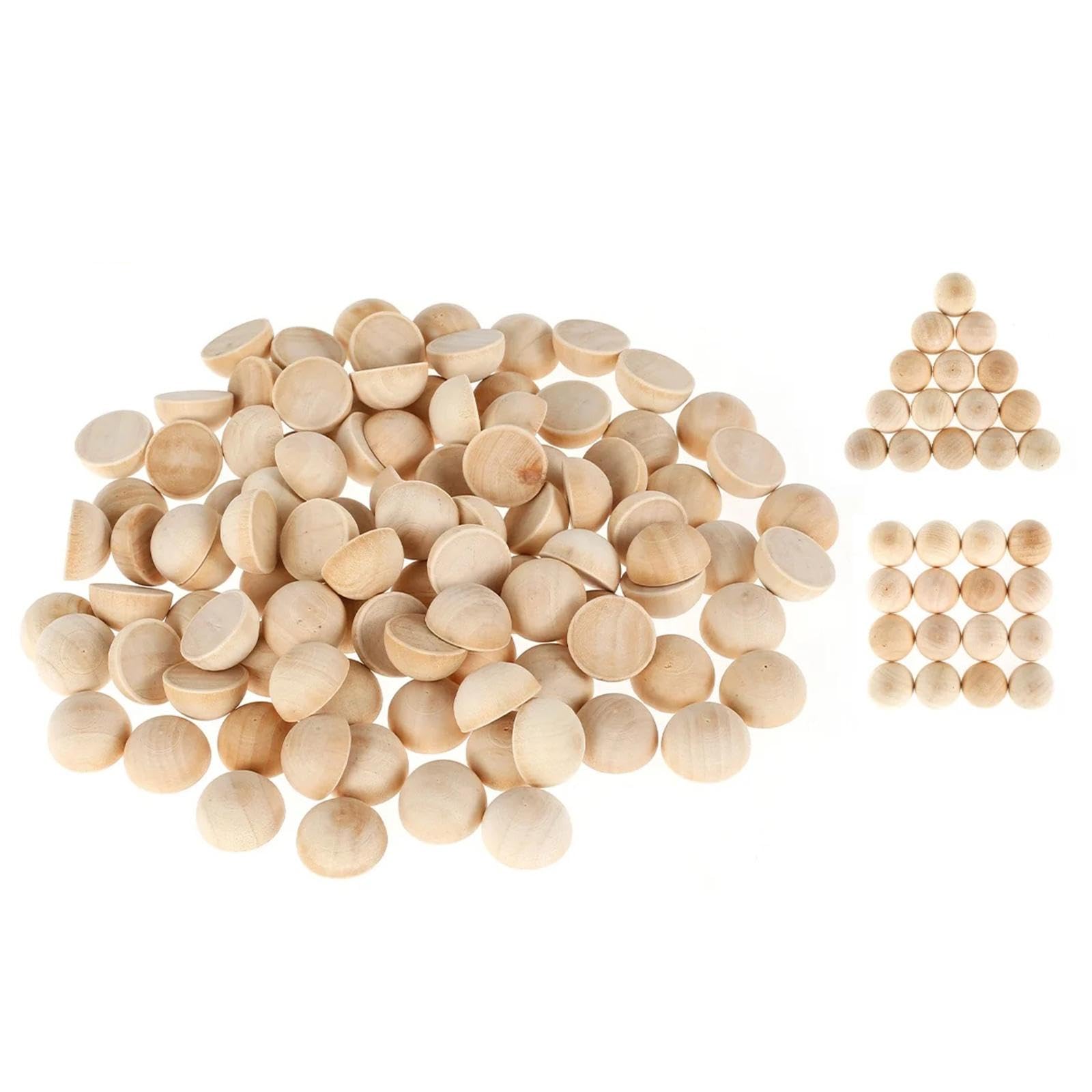 100 petites demi-boules en bois de 10 mm, boule en