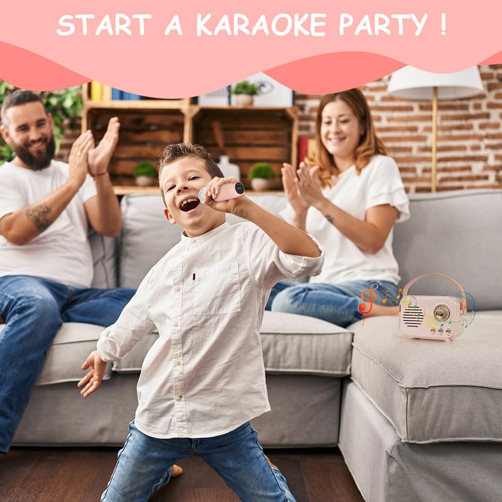 Ainiv urządzenie do karaoke dla dzieci i dorosłych z 2 bezprzewodowymi mikrofonami, przenośne zabawki karaoke z Bluetooth i zmieniaczem głosu, mikrofony prezentowe dla dzieci w wieku 3-18 lat