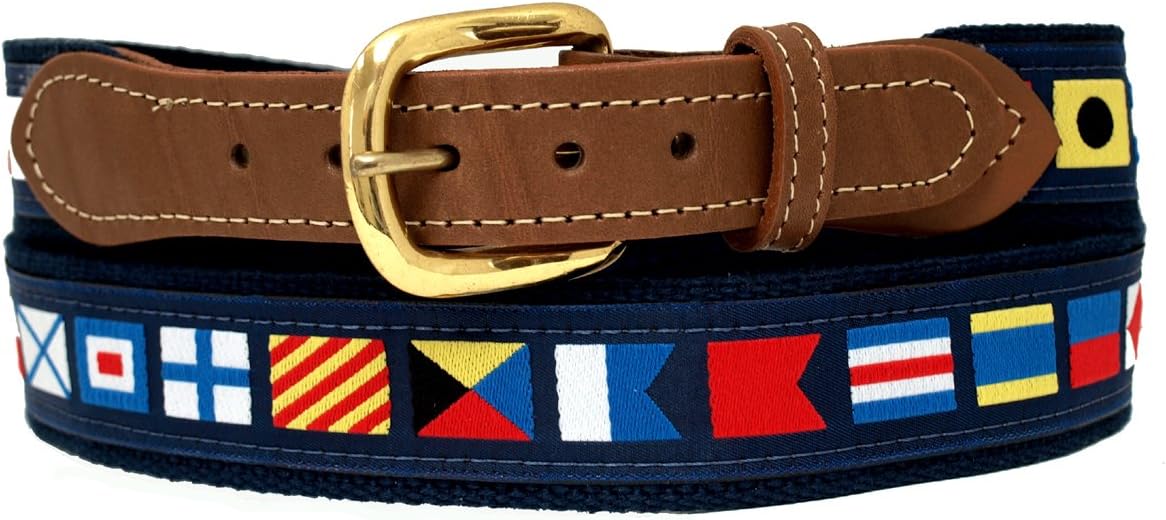 Skippers Nautical Code Flag Belt on Navy Webbing
