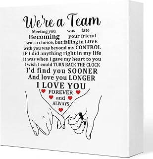 We're a Team Promise Wooden Sign Desk Decor,Inspirational Wood Block Sign Desk Decorations for Home Bedroom Shelf Table Decor,Wedding Gifts For Newlyweds Couples