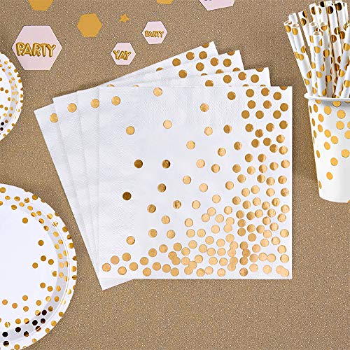 IZoeL Tovaglioli Carta Oro, Pois 60 Pezzi, 3 Veli