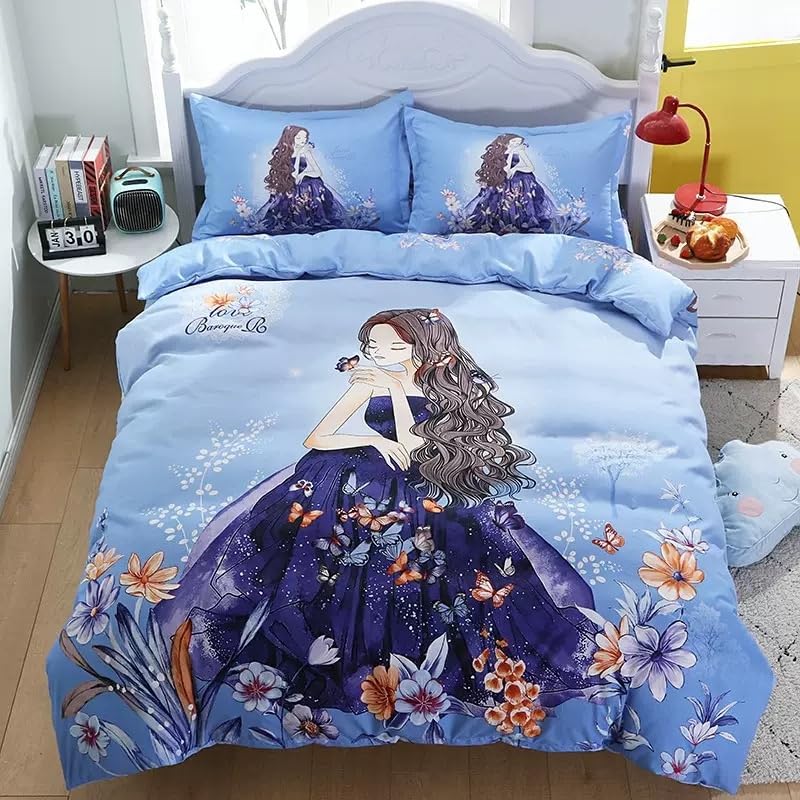Housse de couette 2 personnes pour une chambre d'adulte ou fille chaleureuse bleue