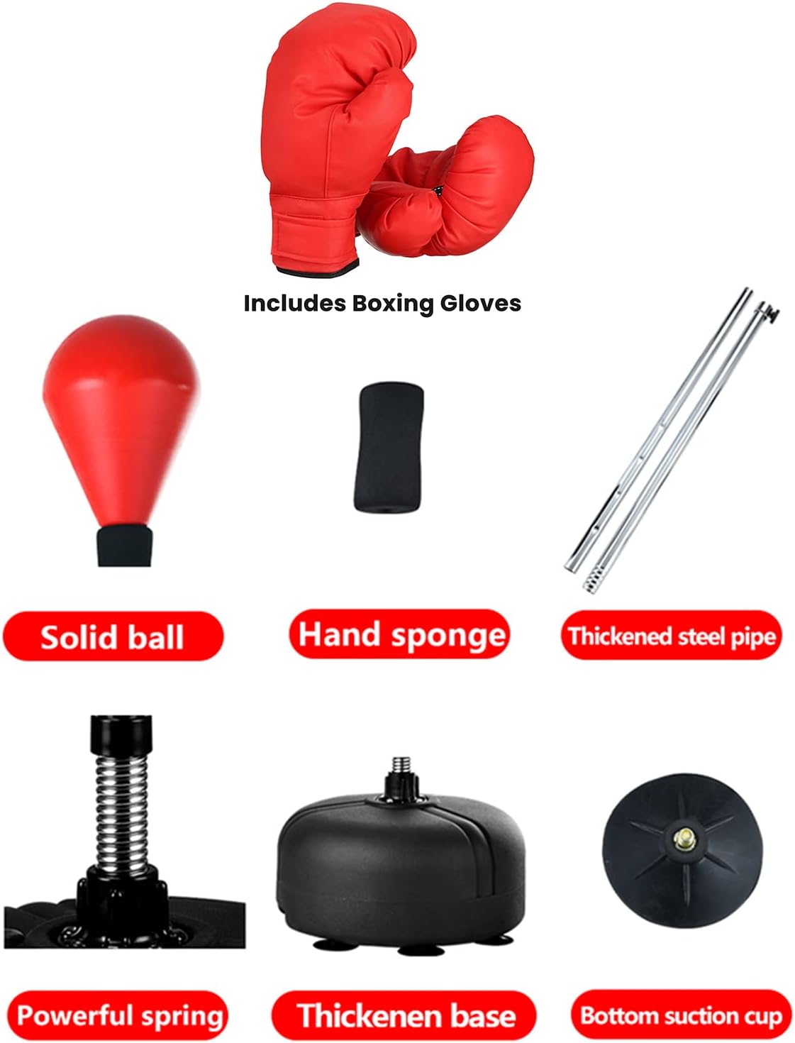 Punching Bag with Stand, Reflex Boxing Bag for Adults and Teenagers, Freestanding Speed Bags with Adjustable Height, Boxing Equipment for Training at Home : Sports & Outdoors