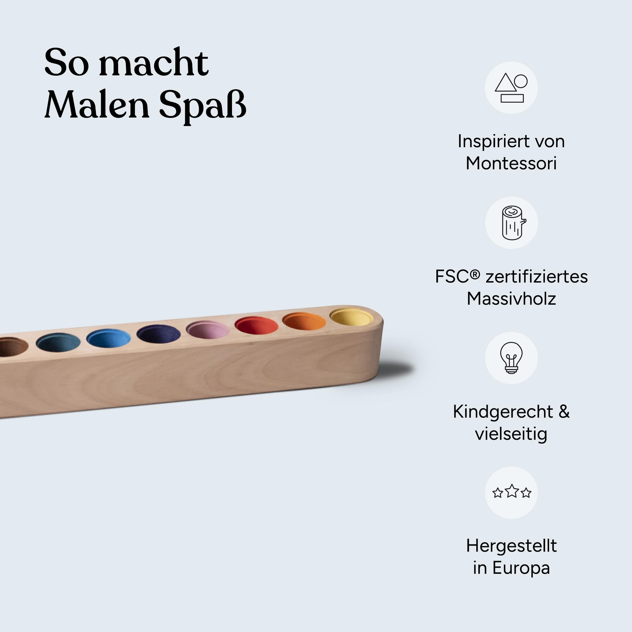 Ehrenkind® Buntstifthalter aus Massivholz FSC® zertifiziert nach Montessori | Schreibtisch Organizer | Stiftehalter Schreibtisch Kinder | Stiftehalter Holz | Stifte Organizer