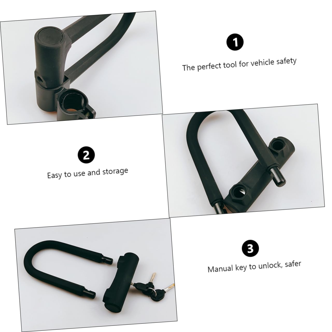 Lucchetto a U per Bici Antifurto Nero in Plastico-metallo | Bloccadisco per Mountain Bike e Moto, Uso Outdoor, Sblocco Manuale Chiave, Set Singolo