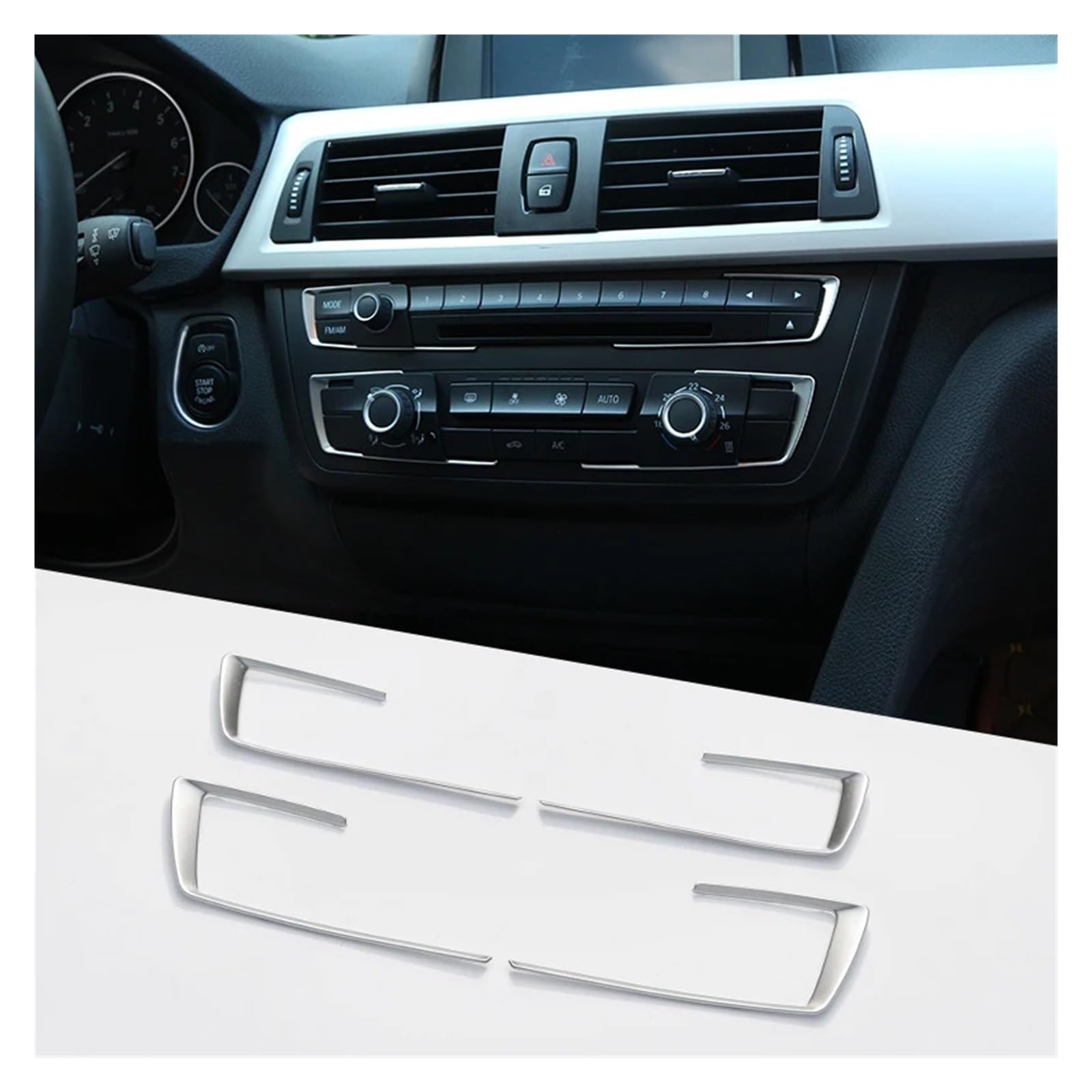 Matt Chrom Konsole Abdeckung Trim Kompatibel for BMW 3 4 Serie F30 F32 F34 320 420 2013-2018