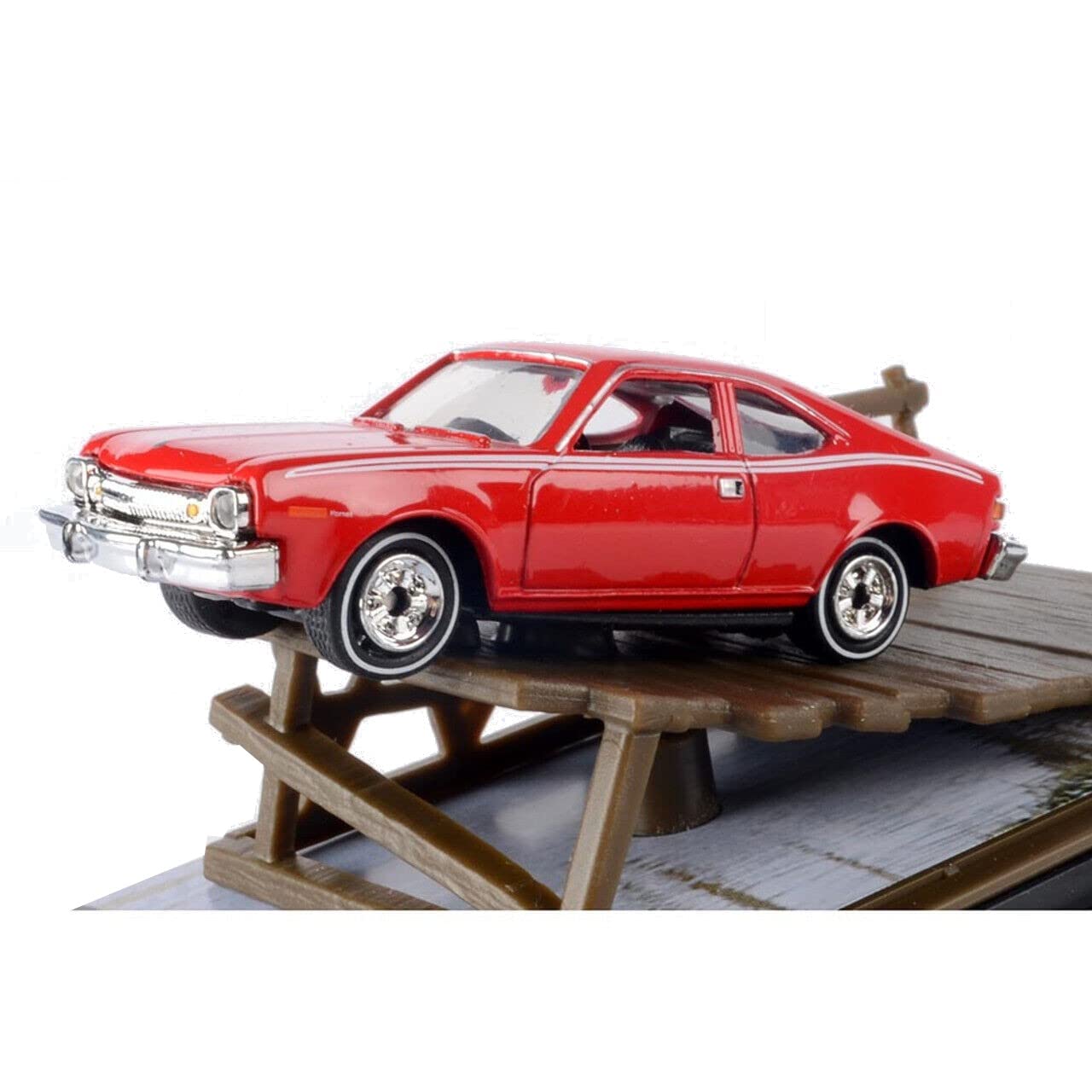 1974 AMC Hornet Red with White Stripes James Bond 007 "The Man with the Golden Gun (1974) Movie with Display 1/64 Diecast Model Car by Motormax