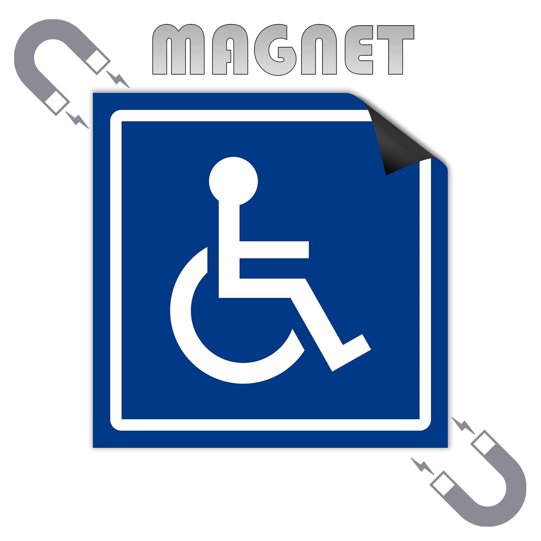 Naklejka Magnetyczna, Tabliczka Magnetyczna, dla Osób Niepełnosprawnych, Inwalida 10x10 cm