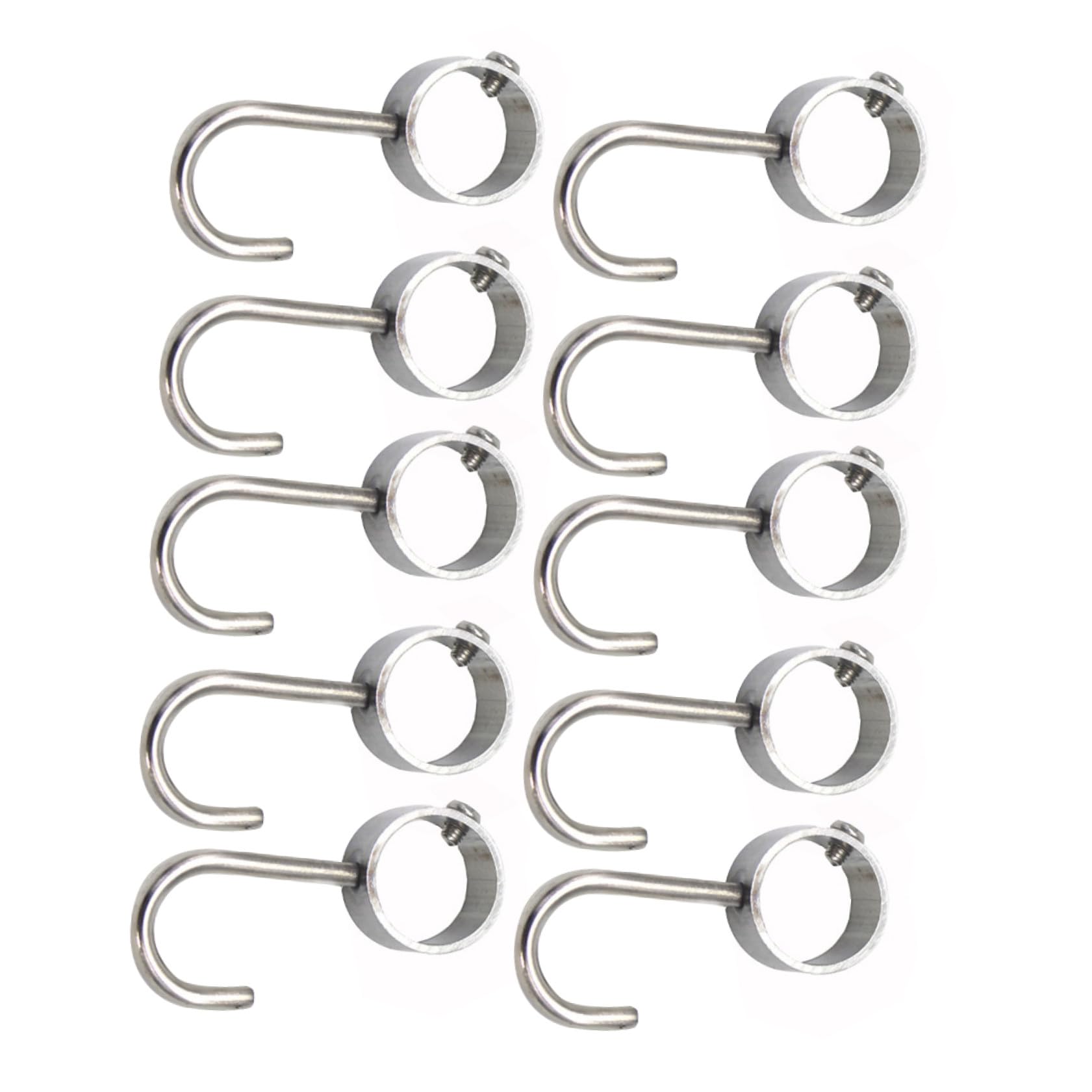Ganci in Acciaio Inossidabile 10pezzi, Appendini Regolabili e Leggeri per Tubo Armadio, Ganci Resistenti per Bastone Guardaroba in Cucina