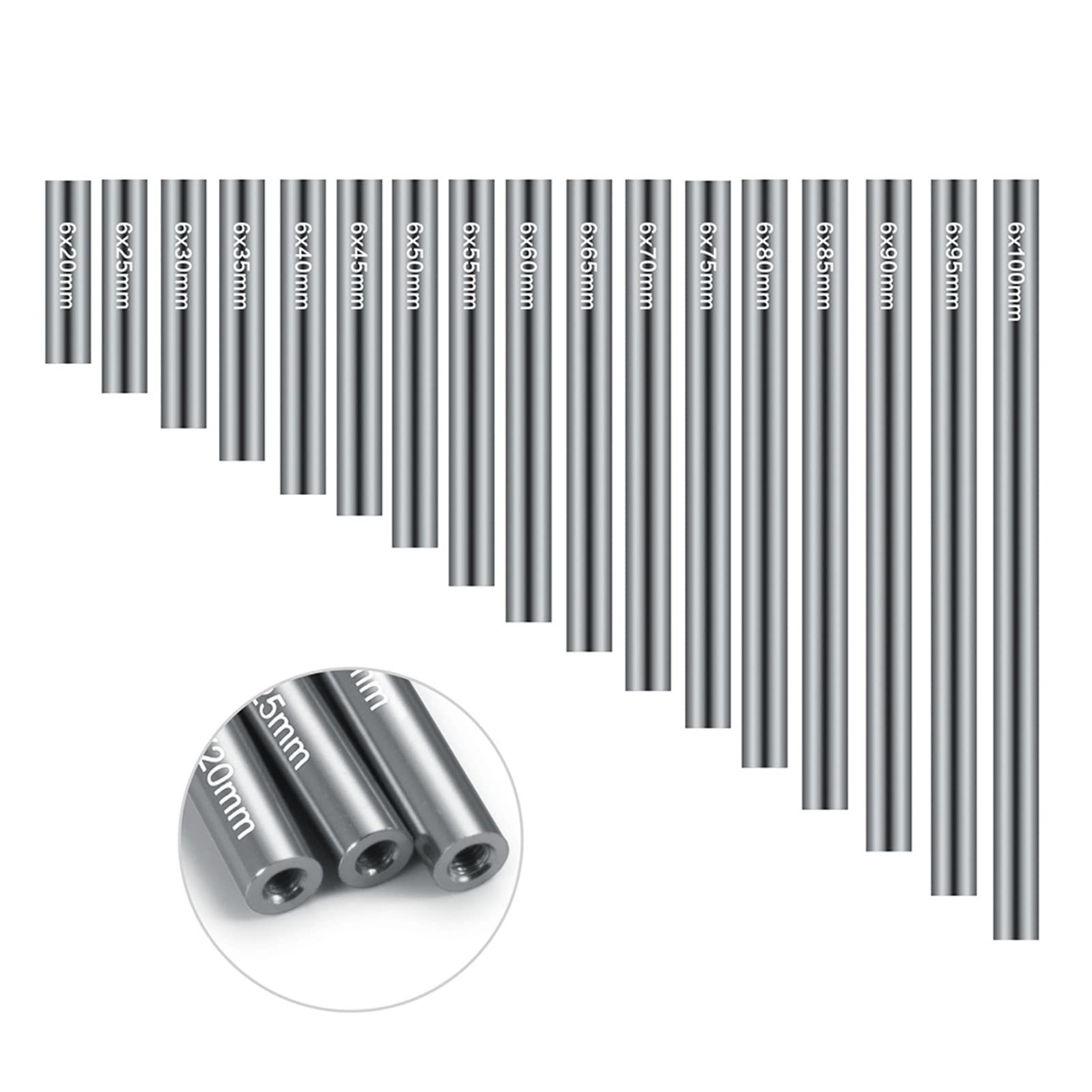 17 szt. Zestaw drążków łączących ze stopu aluminium 20-100mm