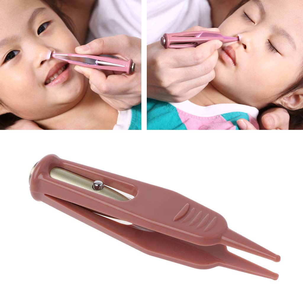 BHUEHSS Pince à épiler propre pour bébé Lampe de poche Dig Booger Clip Nourrissons Nettoyer l'oreille Nez Nombril Pince à épiler de sécurité visible Nettoyage des pinces en toute sécurité