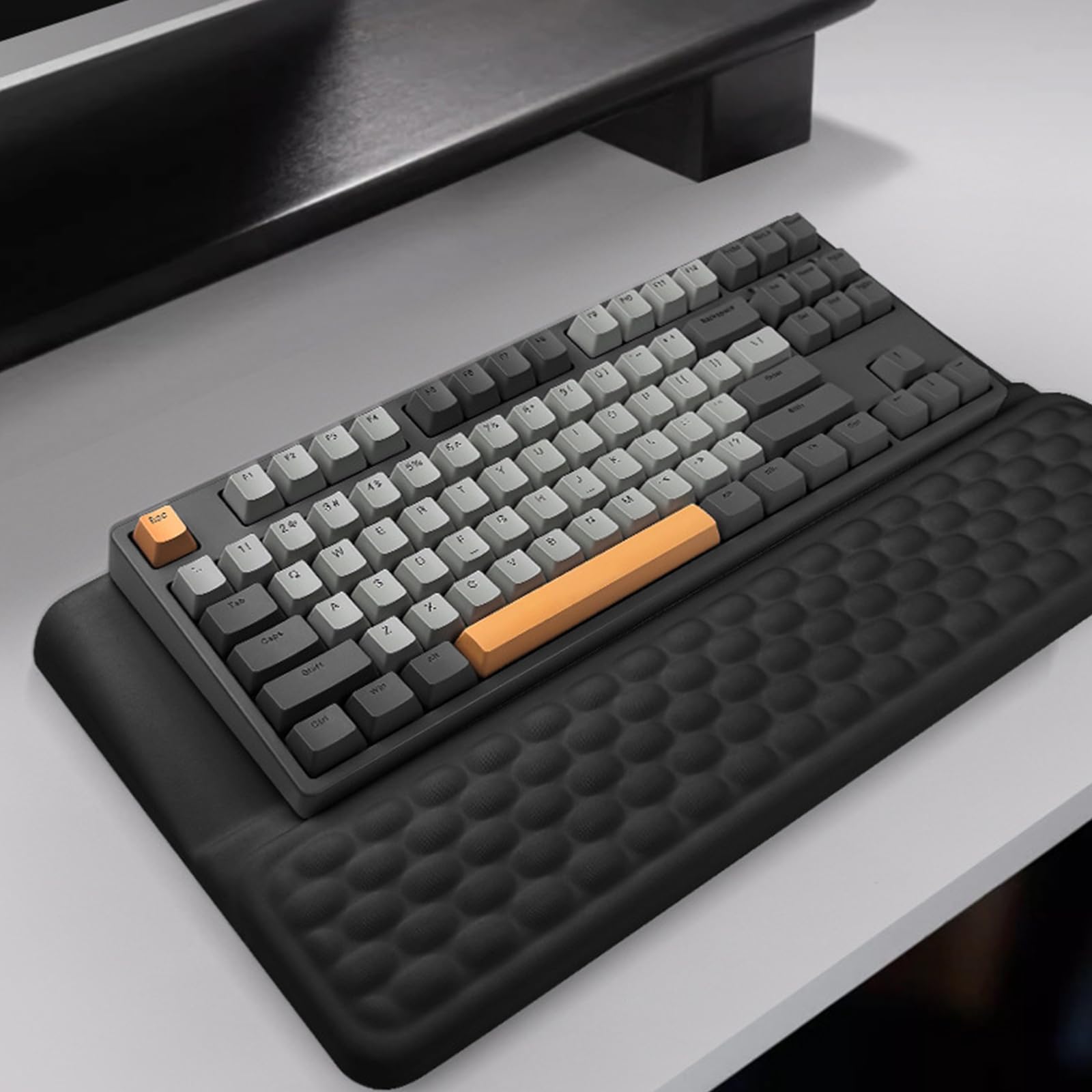 Soporte Teclado Ergonómico con Reposa Muñecas Integrado, 2 Ángulos Ajustables Antideslizante, Alivia Dolores Muñecas para Oficina Gaming Estudio