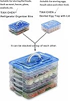 Vista 9 de Recipiente de almacenamiento de huevos para refrigerador, bandeja de huevos Deviled de 3 capas, organizador apilable de huevos para refrigerador