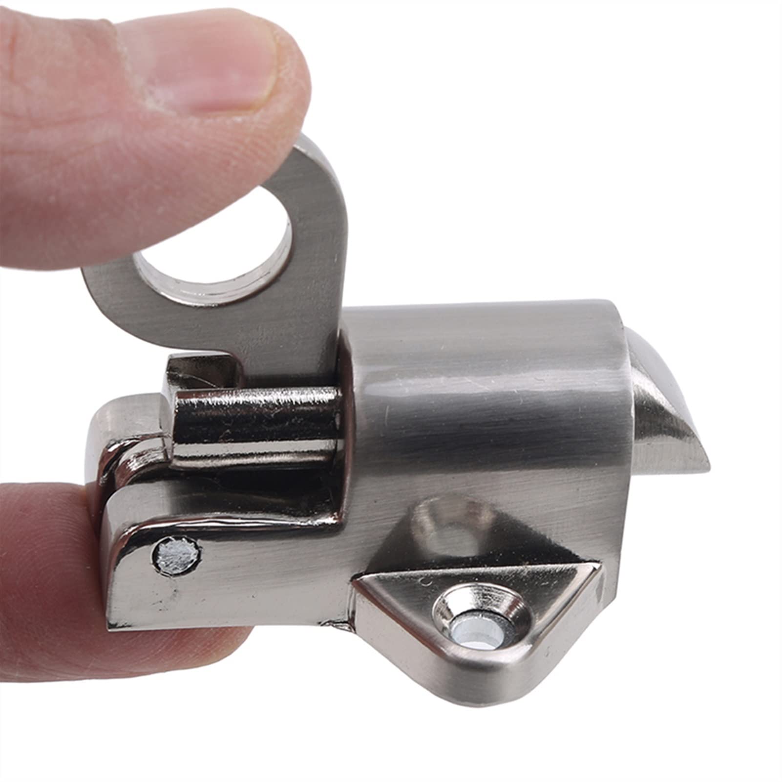 NVSFZGIYG Slide Latch,Gate Bolt Lock, Sliding Door, Zinc Alloy Window Security Pull Ring Spring Bounce Safty with Screw Silver