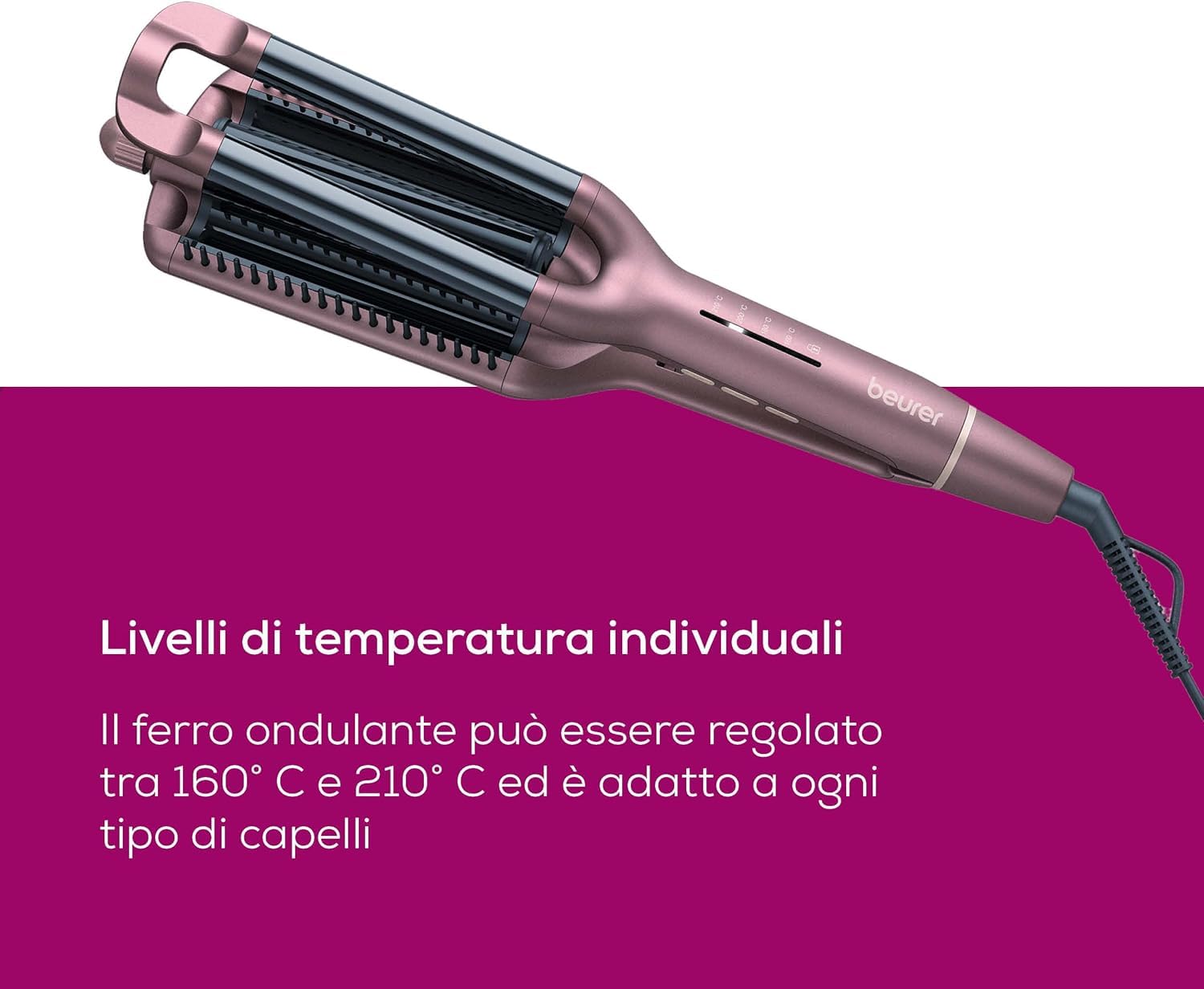 Beurer HT 65 Arricciacapelli 4 in 1, per Onde ai Capelli alla Moda in Quattro Diversi Look con un Unico Dispositivo, temperatura da 160-210°C, rivestimento cheratina ceramica, spegnimento automatico
