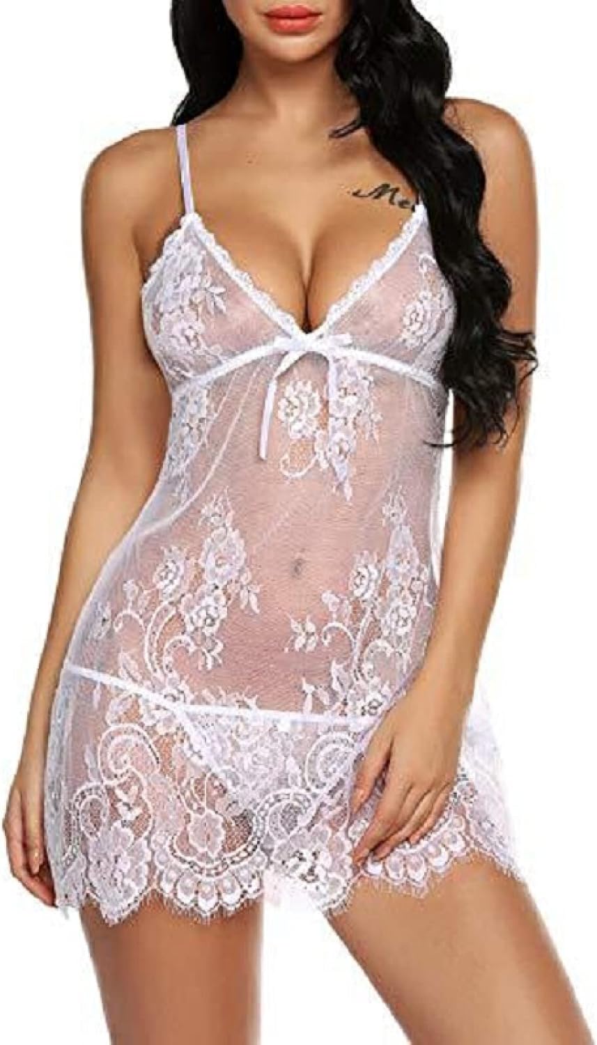 Hollow Out Underwear Pajamas Bow Full Lace Pajamas