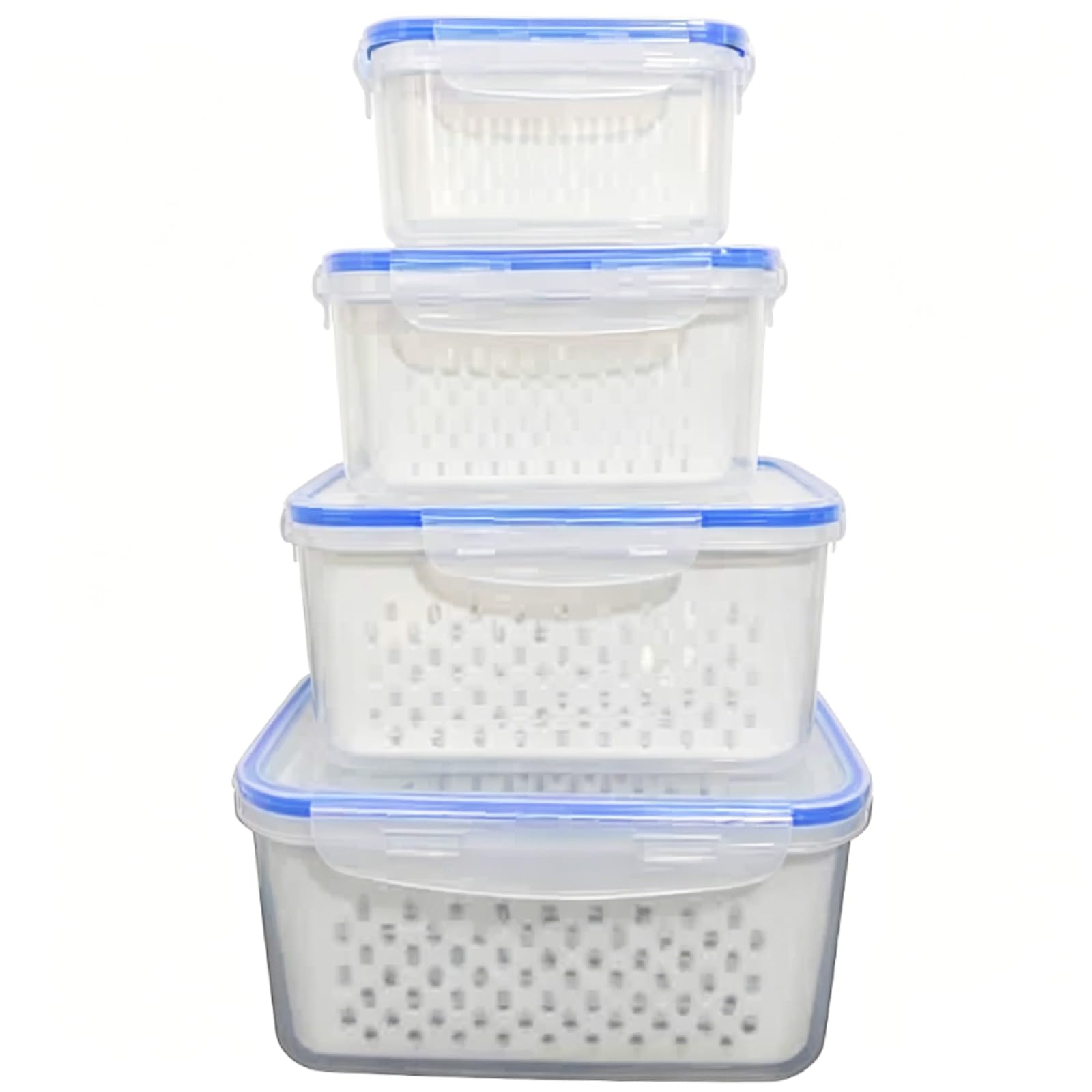 Fridge Fruit Storage Containers with Removable Colander, 4 Set Storage