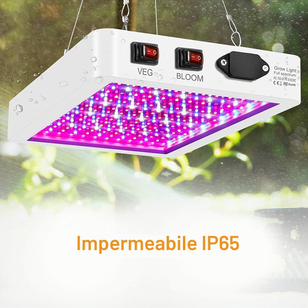 2000 W LED Grow Light per piante d'appartamento, 312 LED Full Spectrum Veg e Bloom Dual Switch IP65, lampade impermeabili per piante sospese per piantine, fiori serra