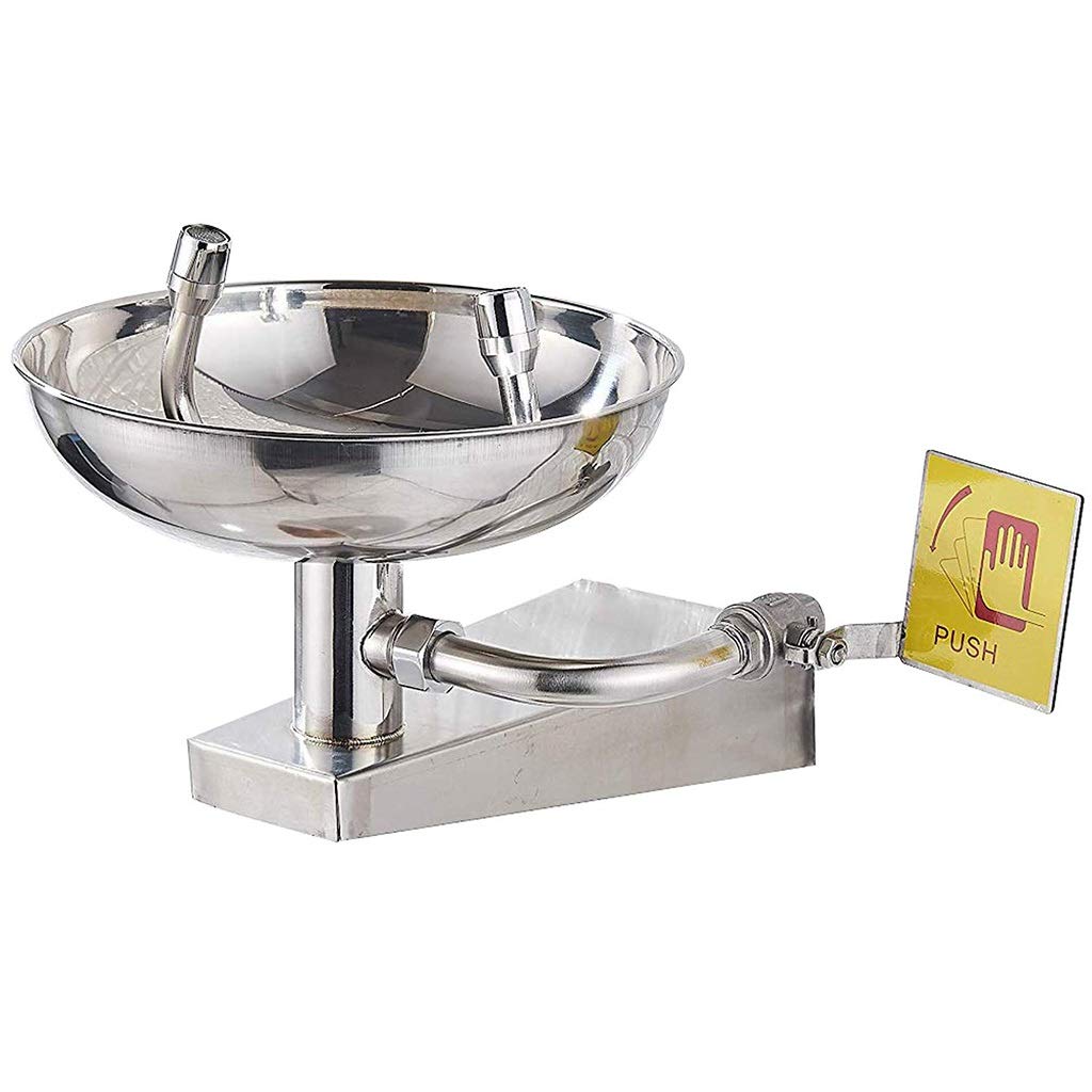 ZTCHSENZT Safety Eyewash,Wall Mounted Emergency Eyewash Station, Stainless Steel Safety Eye Washer, Double Nozzle Eyewash Equipment