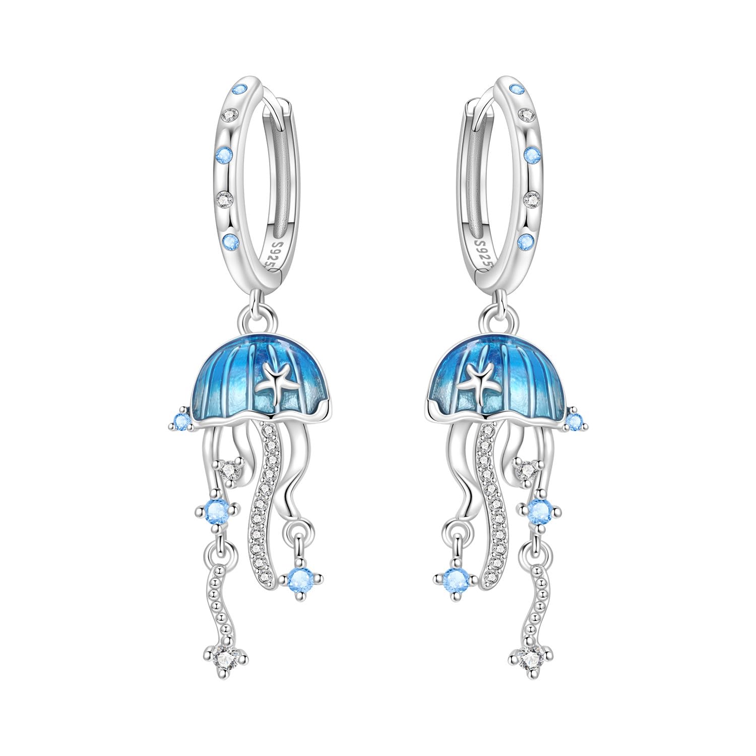 Plant Animal Drop Earrings 925 Silver with CZ – Lotus, Iris, Panda | 925 silver CZ earrings, hypoallergenic & lightweight. Floral & animal designs: Lotus, Iris, Panda, Cat, Dragonfly, Wing.