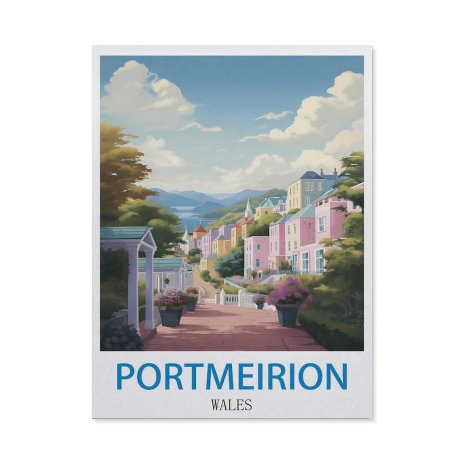 BEAYODKP 5D DIY Diamond Painting，Portmeirion Wales（50 x 60 cm）