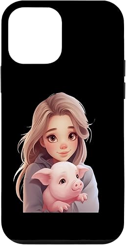 iPhone 12 mini cute girl hugging pig animal rights friend pet lover Idea Cr Case