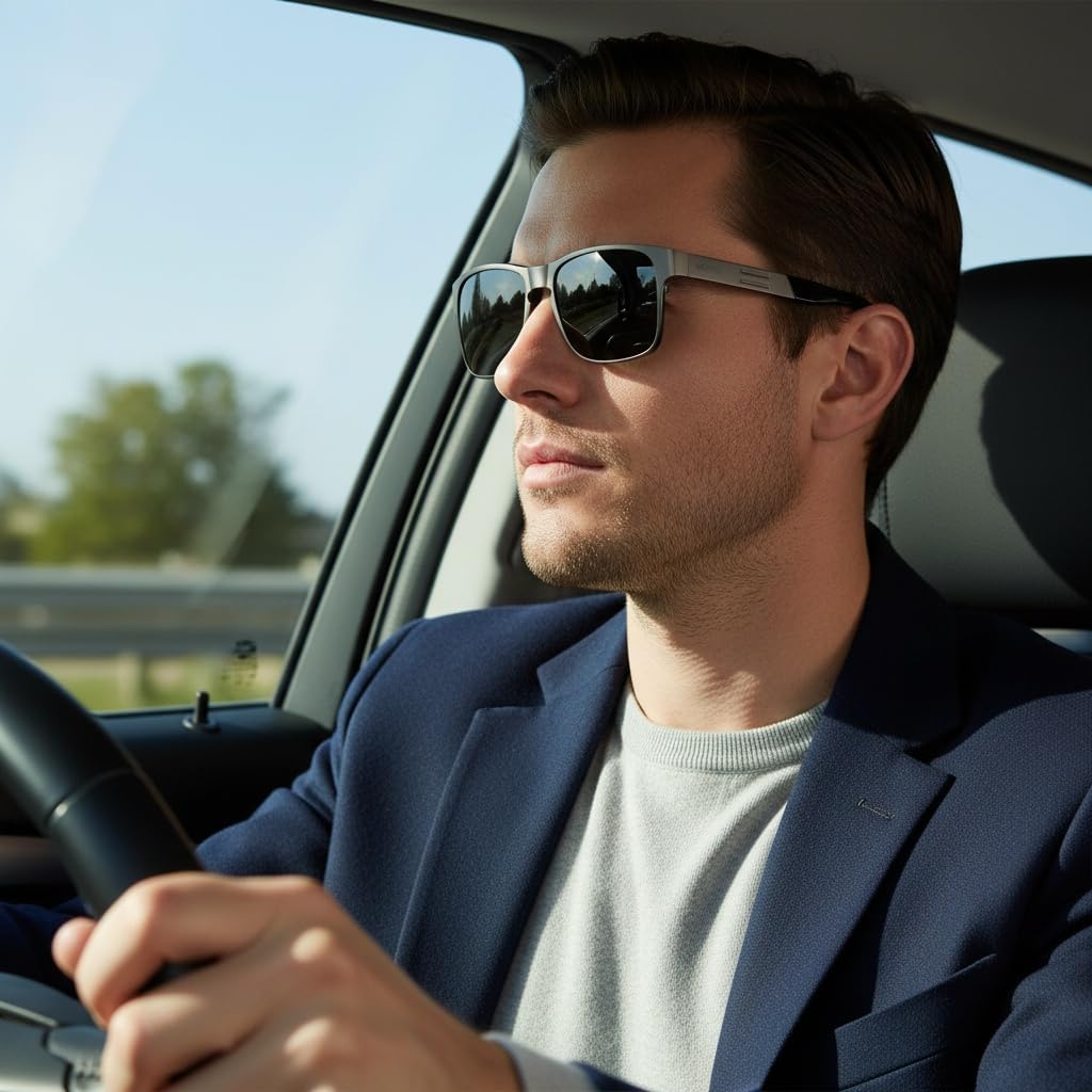 CARFIA Wide Spring Flexible Mens Sunglasses Polarized UV400 Classic Driving Metal Glasses CA5229