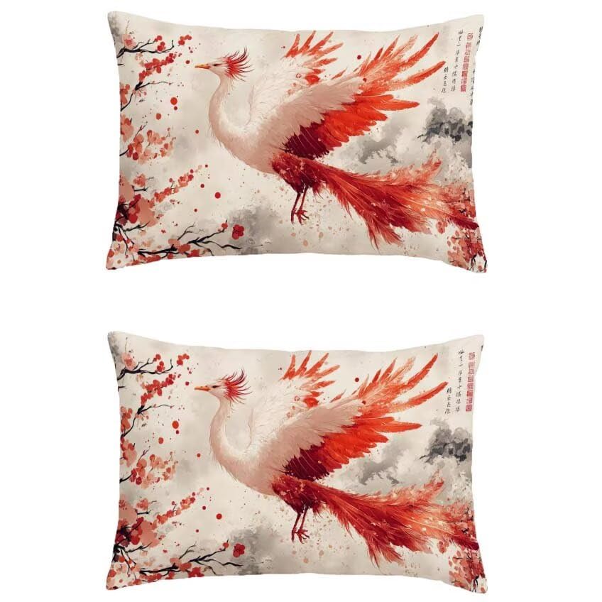Housse de coussin 80x100cm imperméable Phoenix rouge lot de 2