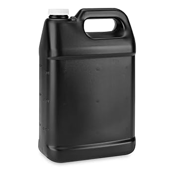 1 Gallon Plastic Jugs with Lids, Water Jugs Bottles Storage Containers with Ergonomic Handle, FDA compliant made in USA HDPE Container 1, Black, 1 Gallon