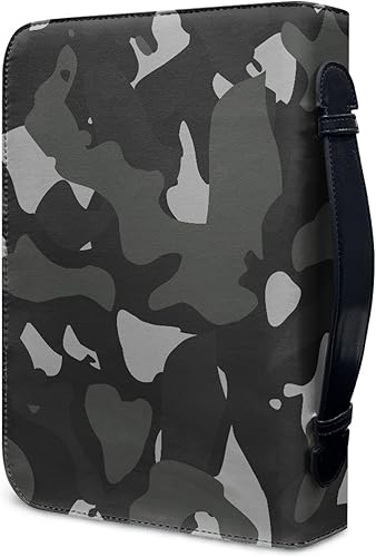 Miniatura 3 de Funda de piel de camuflaje negra para Biblia para hombres con soporte para bolígrafo, organizador protector de la Biblia de camuflaje, bolsa de