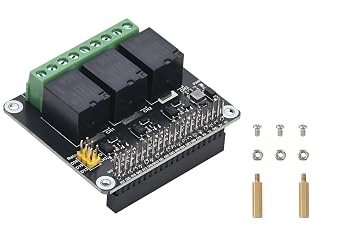 3-Channel Relay HAT Expansion Board Compatible with Raspberry Pi 5/4B/3B+/3B/2B/Zero, Optocouple Isolation Relay Module for Home Automation, IoT, Fits Arduino Projects