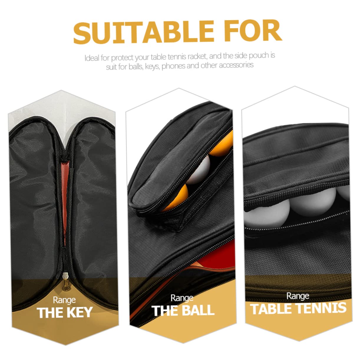 Toddmomy 3 per Racchette Pong Custodia Oxford per Racket e Palline Design Forma Zucca e Resistente per Allenamenti e Partite Tennis Tavolo