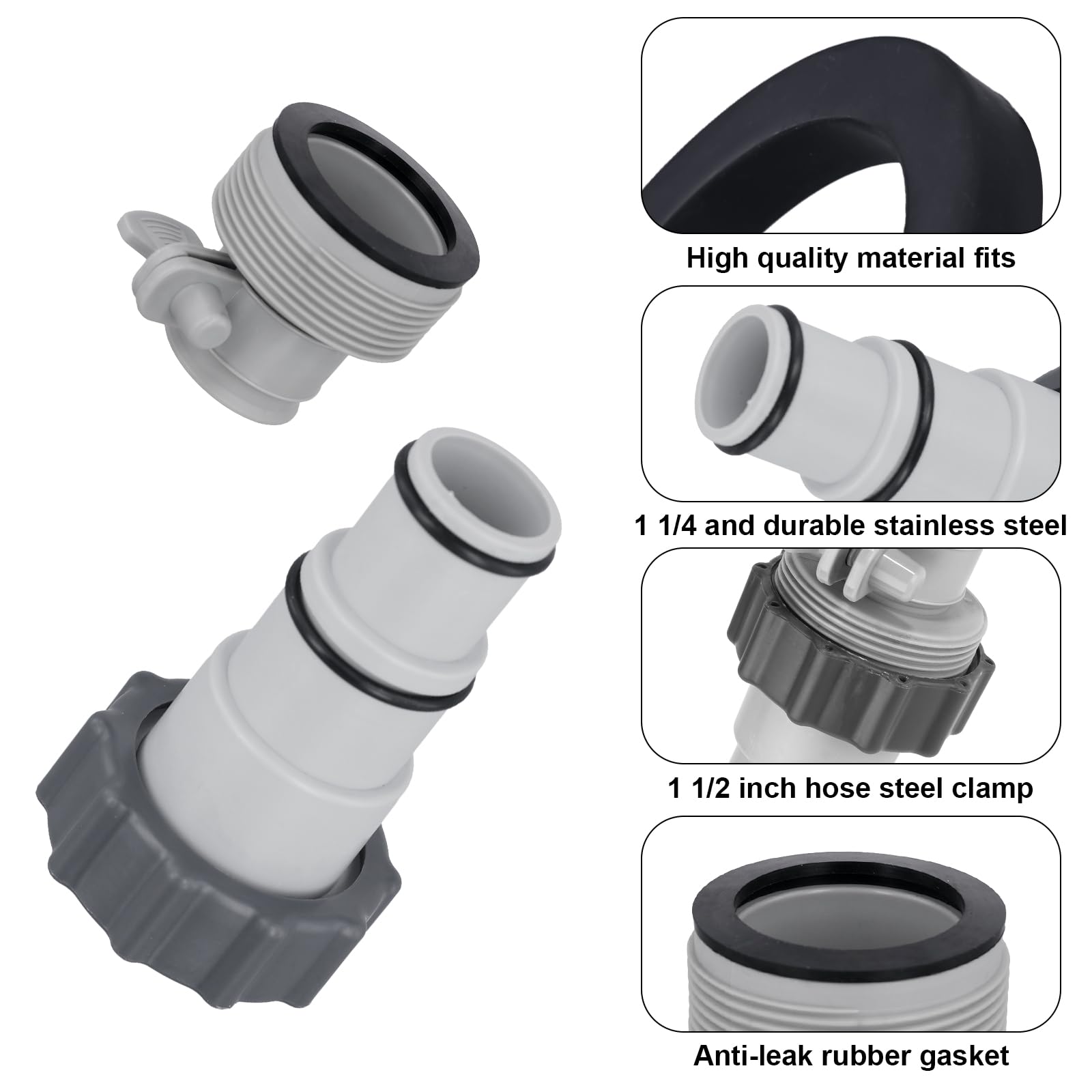 BESTWAY 58236 ADATTATORE tubo per piscina fuori terra Grigio 2 pezzi