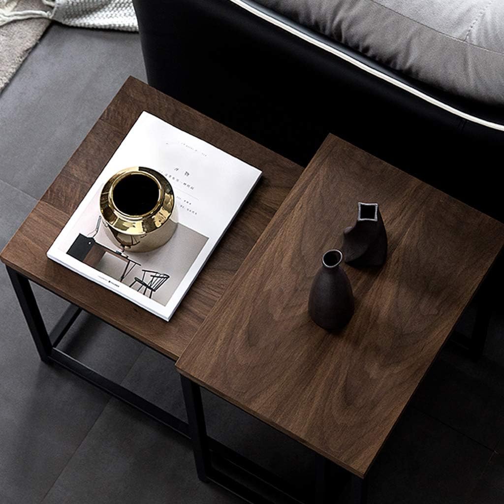 Rectangular Nesting Tables Wooden Stackable Coffee Table Industrial Style 2 Piece Couch Side Table for Living Room,Creative Furniture
