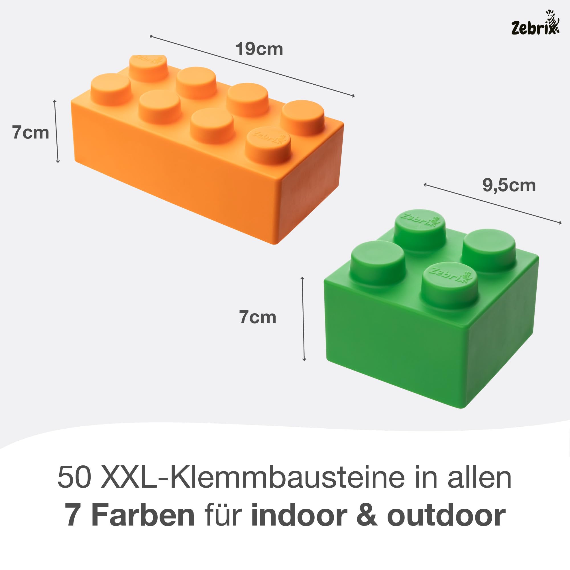 XXL 50 mattoncini da costruzione in 7 colori I grandi mattoncini da costruzione in rosa, azzurro, arancione, rosso, verde, blu e giallo (50 pietre), per neonati e bambini, realizzati in