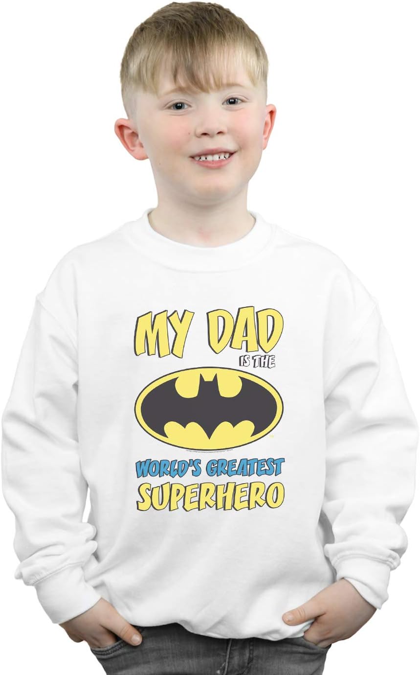 DC Comics Boys Batman World's Greatest Superhero Sweatshirt White 3-4 Years