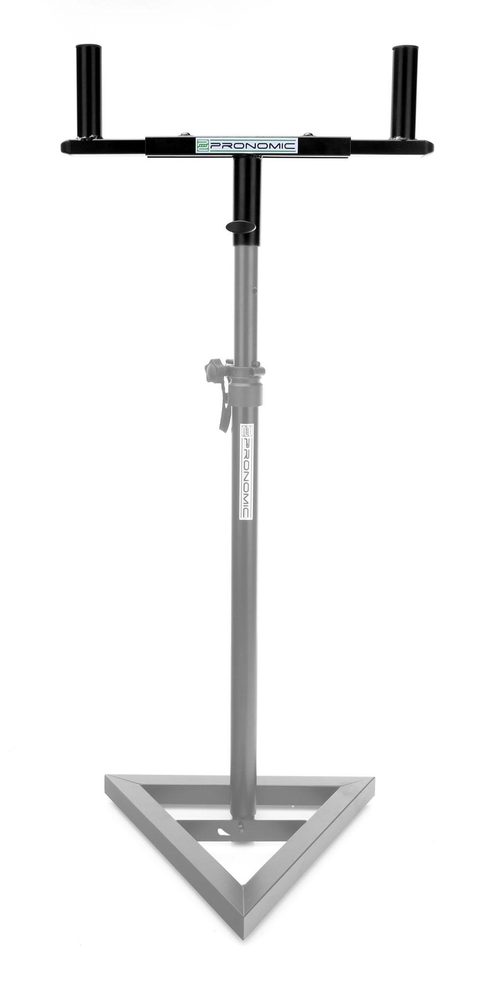 Pronomic BAT-02 Adaptador para trípode de Altavoces, Horquilla Doble T-Bar Extensible 2 vías, Soporte Transversal para Altavoces, Color Negro.