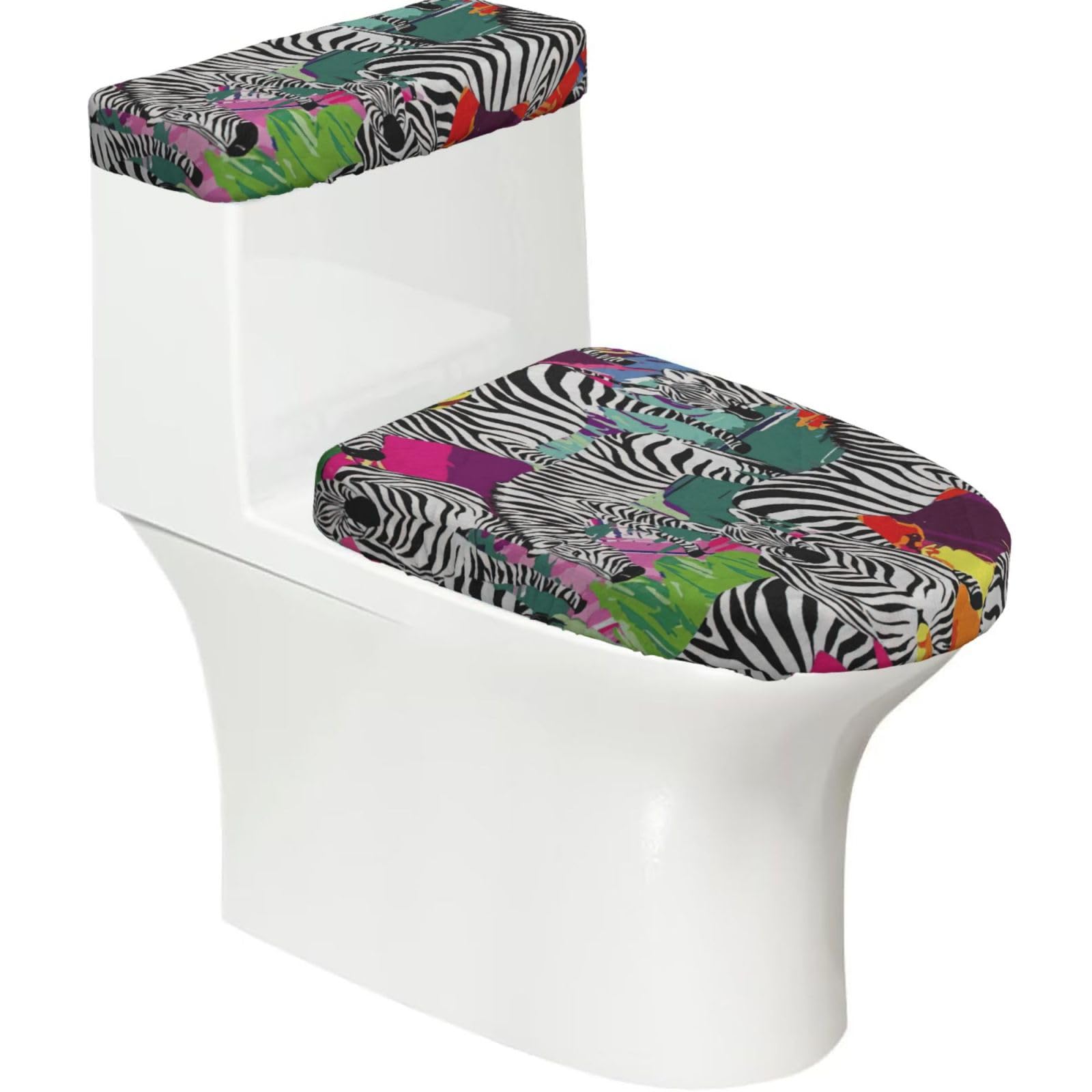 Zebra Print Toilet Seat Lid And Tank Covers Universal Fit Smooth Seat Cushion Easy To Clean For Home Hotel