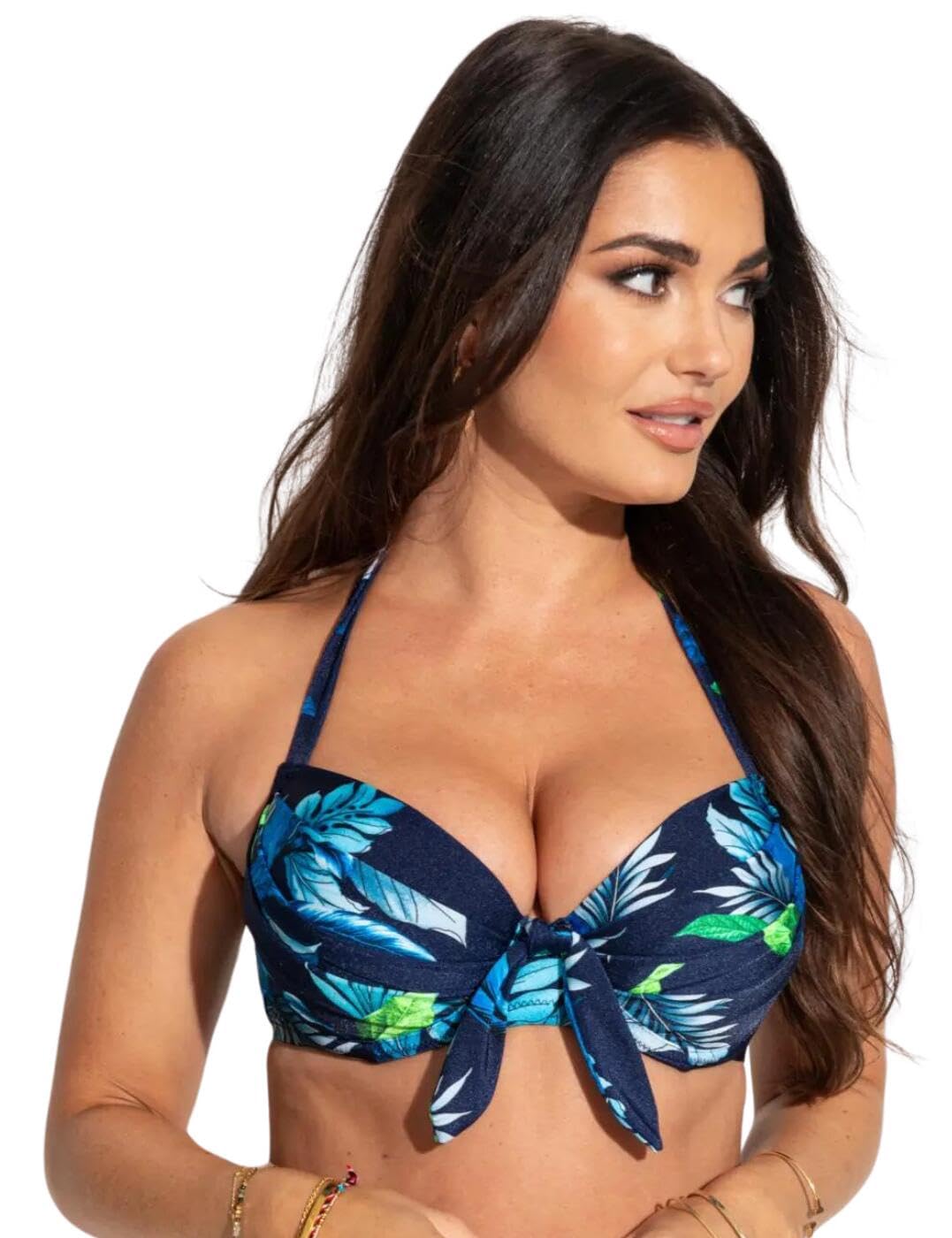 Pour Moi Women's Navy Tropical 21112 Palermo Padded Halter Bikini Top