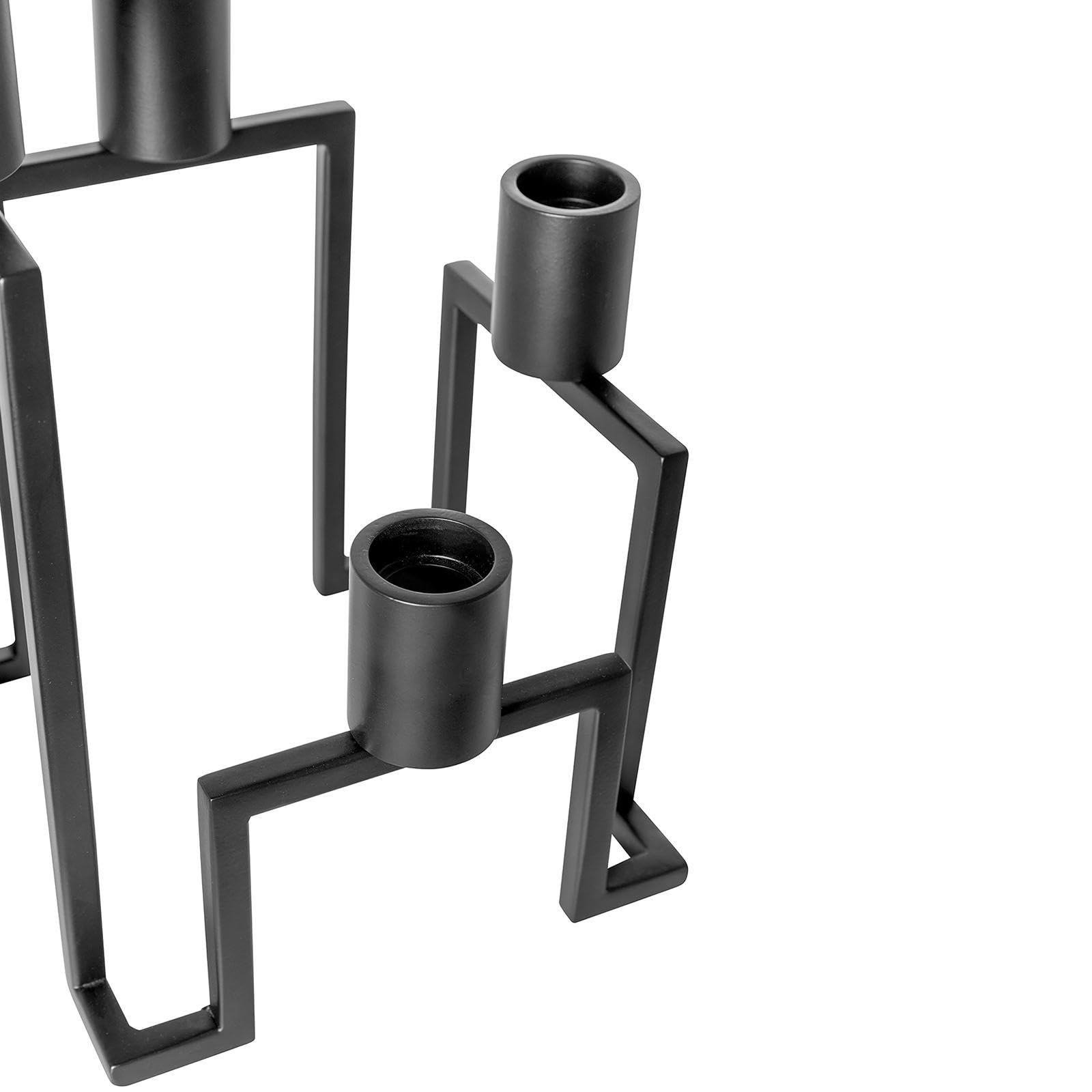 Fink Kerzenhalter 4-flammig aus schwarz pulverbeschichtetem Edelstahl, Kerzenständer modern für Stabkerzen Ø 3 cm, dekoratives Wohnaccessoire und Wohnzimmerdeko für Esstisch, Sideboard, Geschenkidee