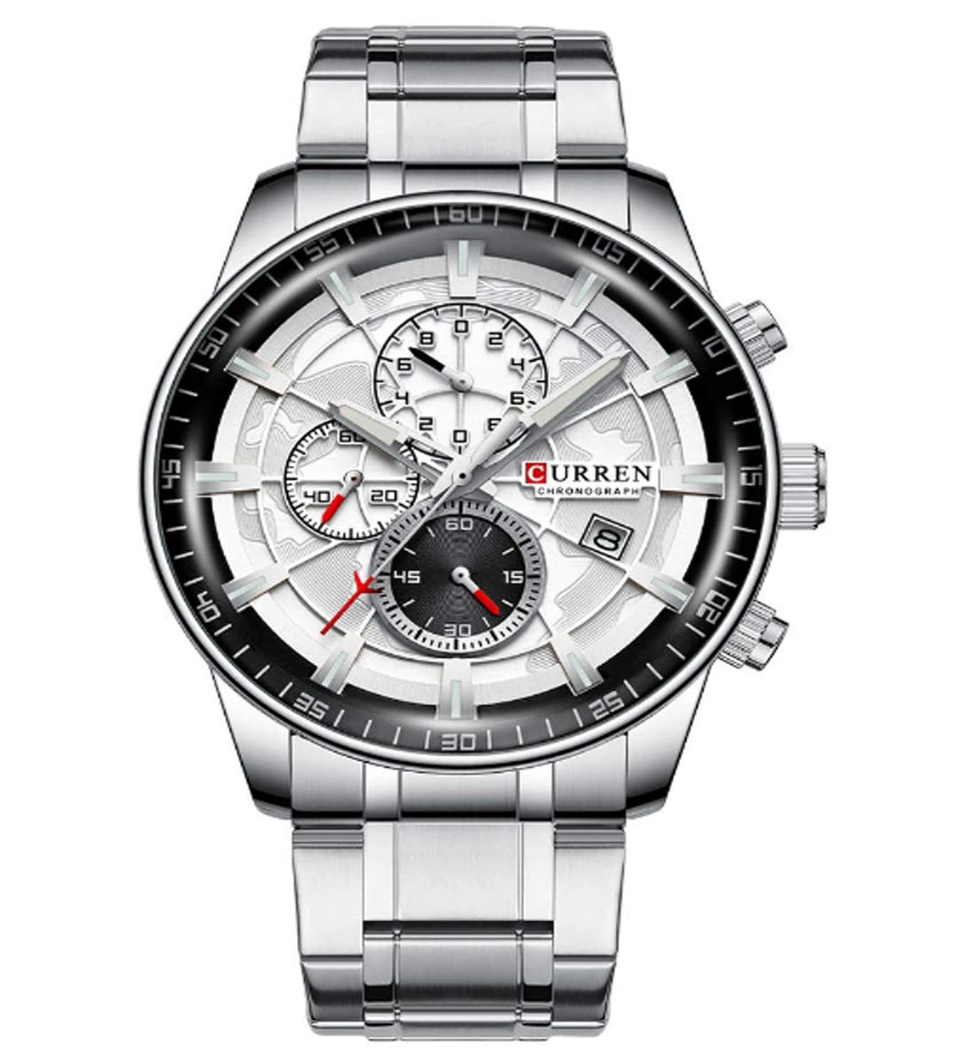 CURREN Luxury Leather Quartz Chronograph Analogue Silver White Men Casual Wrist Watch Sport Watches CR-8362 (B08D6PLCZ7) Amazon Price History, Amazon Price Tracker